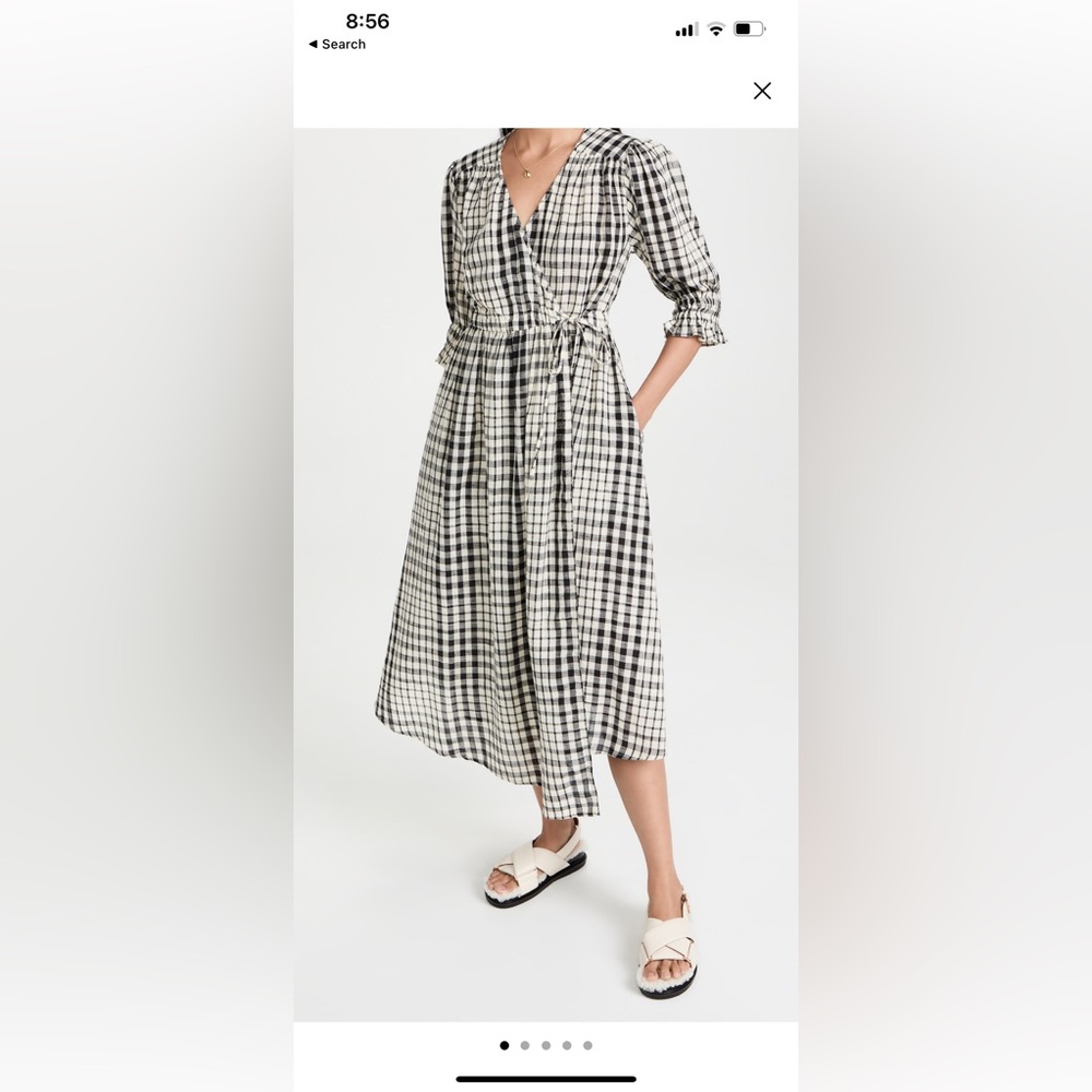 Wrap around Gingham Casual Dress
